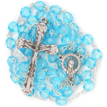 Rosenkranz - 6mm hellblau Geschliffenes Glass