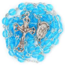 Rosenkranz - 6mm hellblau Geschliffenes Glass