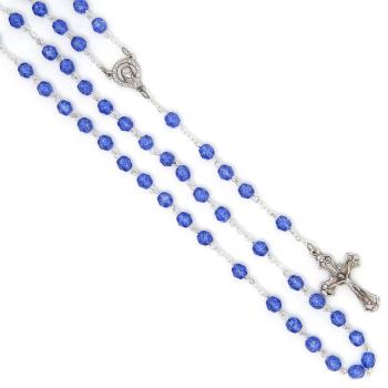 Rosary - 6mm dark-blue faceted fire-polished glass beads