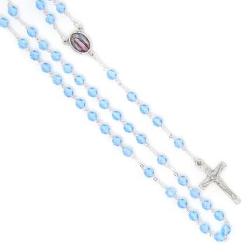 Rózsafüzér - 6mm halványkék+csillogó kristály