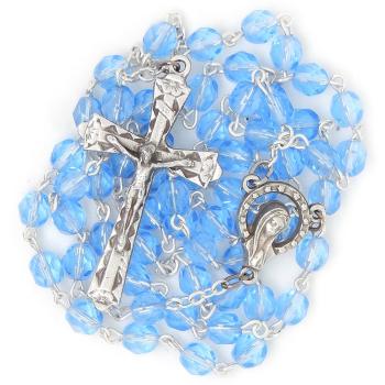 Rosary - 6mm lightblue faceted glass beads