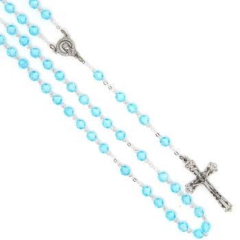 Rosenkranz - 6mm hellblau Geschliffenes Glass