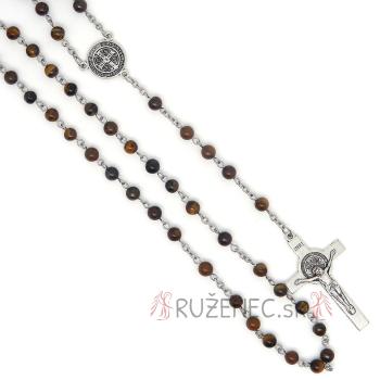 Saint Benedict rosary from Tiger eye - 6mm