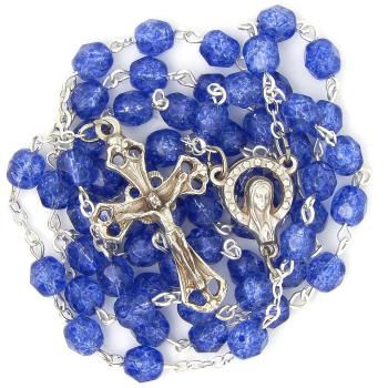 Rosary - 6mm dark-blue faceted fire-polished glass beads