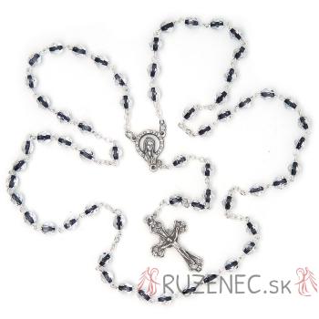 Rosenkranz - 6mm trasparent + schwarz Glass Perlen