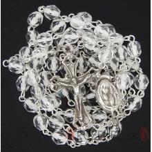 Rosary - 6mm trasparent + white beads