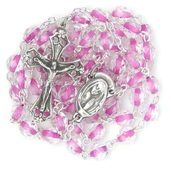 Rosenkranz - 6mm trasparent + rosa Glass Perlen