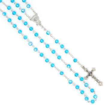 Rosary - 6mm lightblue faceted fire-polished glass beads