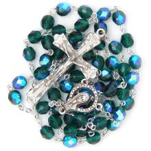 Rosenkranz - 6mm grün glitzernden Glass Perlen