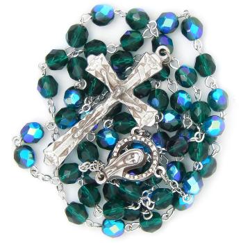 Rosary - 6mm green glittering beads