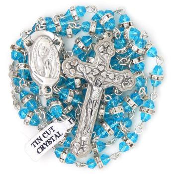 Ruženec - 6x8mm semi-kryštál s kamienkami - svetlomodrý