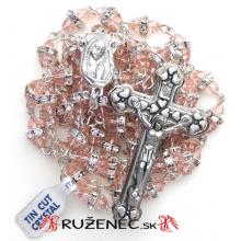 Rosenkranz - 6x8mm Rosa halbkristall mit weißen Strassstein