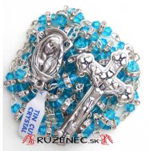 Rosary - 6x8mm aquamarine semi-crystal with white rhinestones