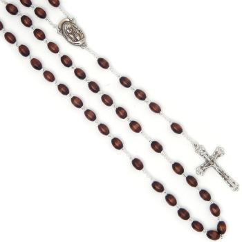 Drevený ruženec tmavohnedý - 6x9mm