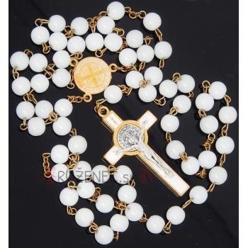 Veľký ruženec - 8mm biele guličky