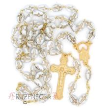 Rosary - white beads with an imprinted cross