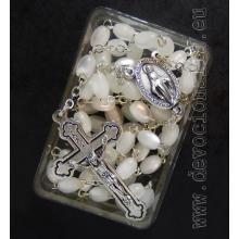 Rosary - white pearlescent beads 5x7mm