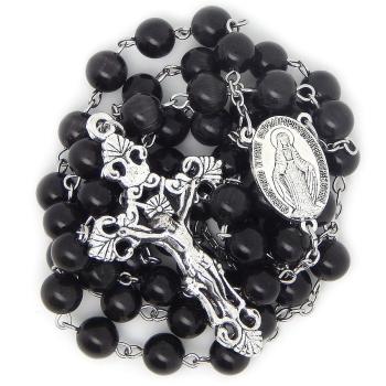 Rózsafüzér - fekete macskaszem-gyöngyök 7mm 