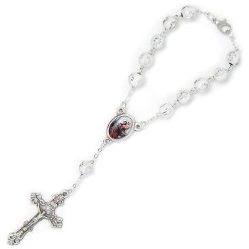 Ruženec do auta - biely + kriz - st