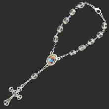 Autós rózsafüzér - áttetsző kristály + kosaras