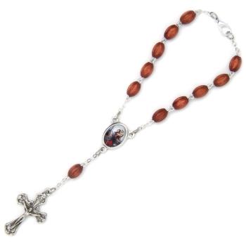 Auto rosary - light brown wood