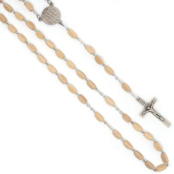 Drevený ruženec prírodný - 6x9mm