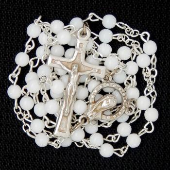 Rosary - 4mm glass beads – white