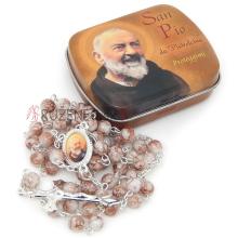 Rosenkranz mit Metalldose - braun Rosenkranz mit Metalldose - braun