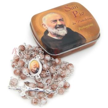 Rosenkranz mit Metalldose - braun