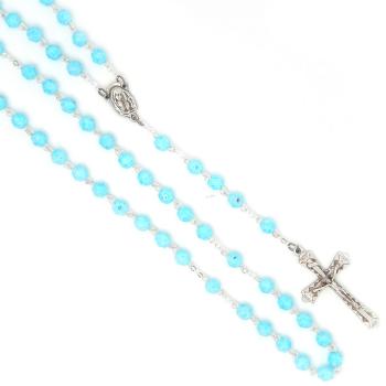 Růženec - 6mm matné světlemodré ohňovky