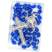 Růženec modré perleťové perly 5x7mm