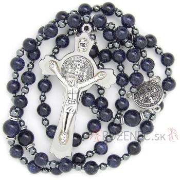Exkluzivní růženec na šňúře - Modré pískovcové perle