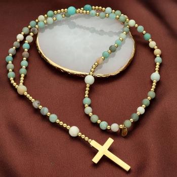 Exkluzívny ruženec na šnúre - amazonit matný