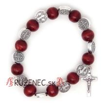 Bordo Holz Rosenkranz Armband elastic - mit Heilig Benedictus Me