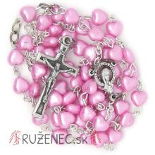 Rosary- Pink Glass hearts - 6mm