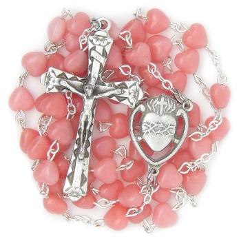 Růženec - růžové porcelánové srdíčka 6mm