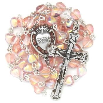 Růženec růžové třpytivé srdíčka