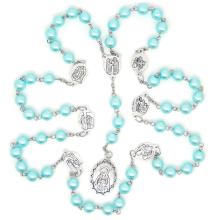 Ruženec  sedembolestný - svetlomodré perly