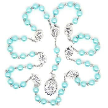 Ruženec  sedembolestný - svetlomodré perly