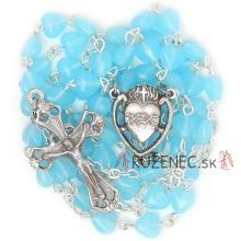 Rosary - light blue Glass hearts - 6mm