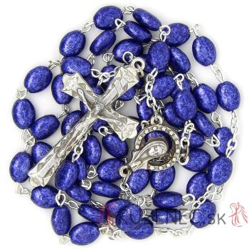 Rosenkranz - dunkelblaue flache Perlen 6x8mm