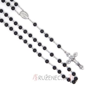 Rózsafüzér - fekete macskaszem-gyöngyök 7mm 