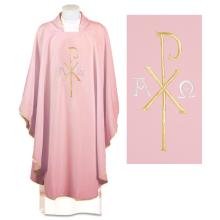 Ružový ornát - Výšivka A + Omega + Px