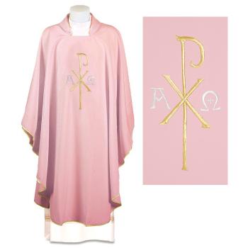 Ružový ornát - Výšivka A + Omega + Px