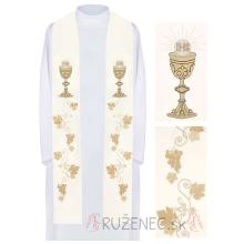 Stole white ecru with embroidery - The Eucharist