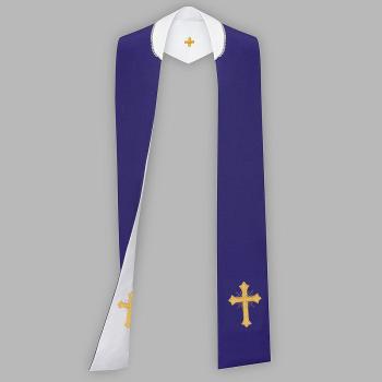 Štóla biela + fialová - dvojfarebná - kríž