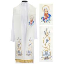 Stola  weiss ecru mit Stickerei - Unbefleckten Herz Maria
