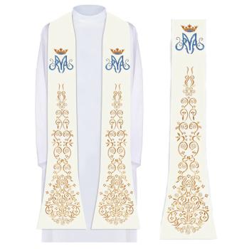 Štóla biela s výšivkou - Mariánska - 040