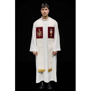 Štóla biela s výšivkou - Eucharistia + PX
