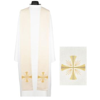 Štóla biela s výšivkou - kríž